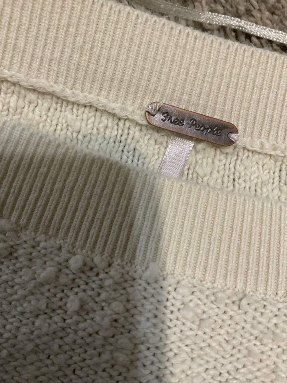 Free People Cream Textured Crewneck Sweater - Picture 3 of 8